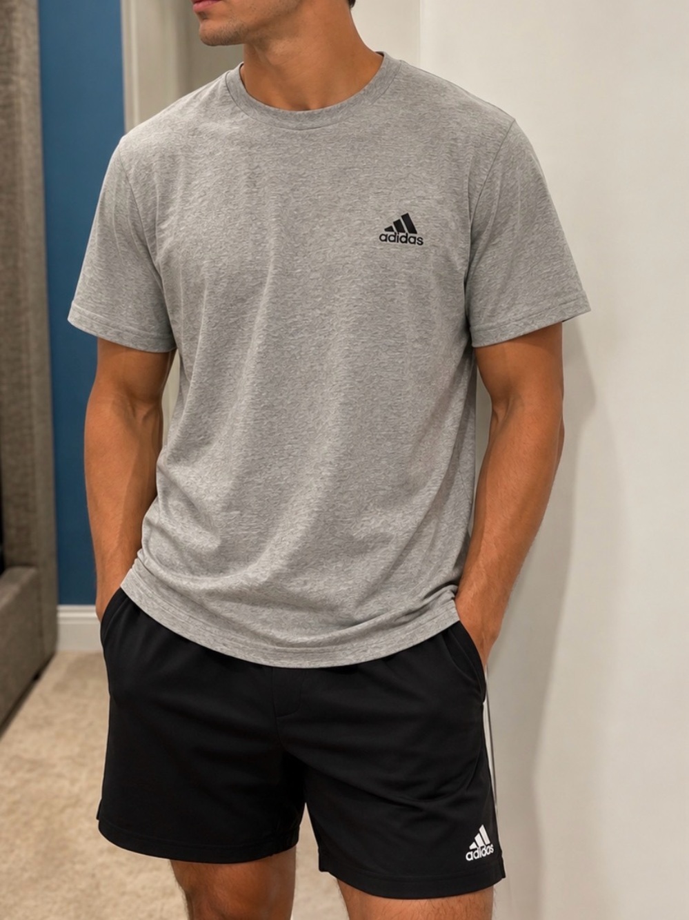 Men’s adidas Grey Short-Sleeve Tee- Large